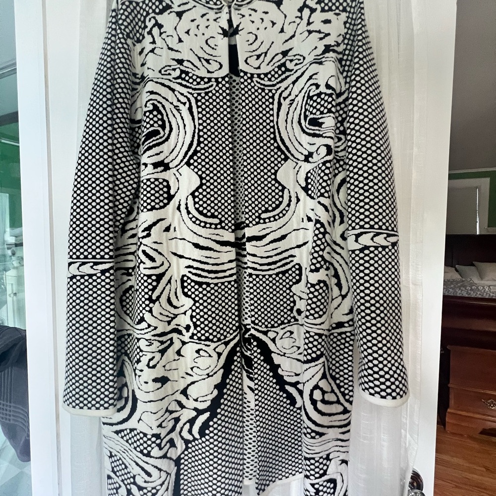 Chico's Black and White Cardigan Sweater